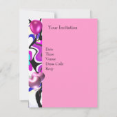 第12回誕生日パーティーピンク抽象芸術シルバー・バルーン 招待状 (裏面)