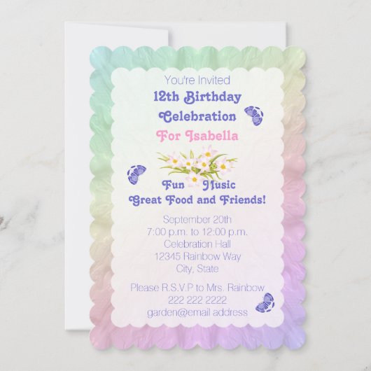 第12回誕生日パーティーフラワーガーデン招待状 招待状 (裏面)