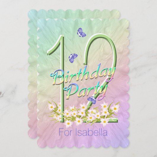 第12回誕生日パーティーフラワーガーデン招待状 招待状 (正面/裏面)