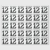 第12孫のための誕生日、白の黒い文字 ラッピングペーパー (フラット)