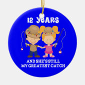 第12彼のための結婚記念日のおもしろいなギフト セラミックオーナメント (正面)