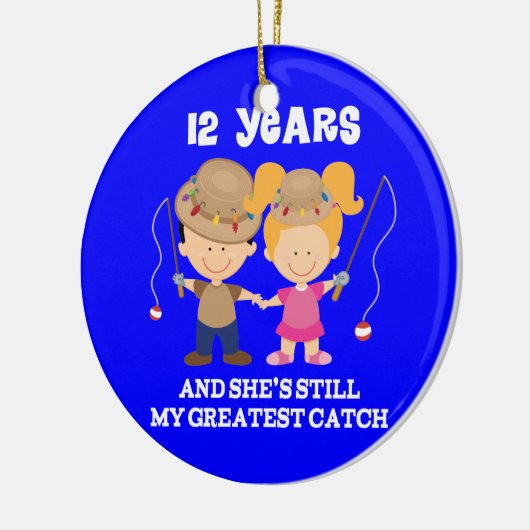第12彼のための結婚記念日のおもしろいなギフト セラミックオーナメント (左)