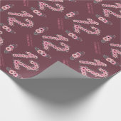 第12期女子ピンク花緑誕生日 ラッピングペーパー (角)