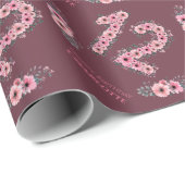 第12期女子ピンク花緑誕生日 ラッピングペーパー (ロールコーナー)