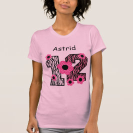 第12誕生日のピンクのシマウマの名前をカスタムするV025A4J2 Tシャツ