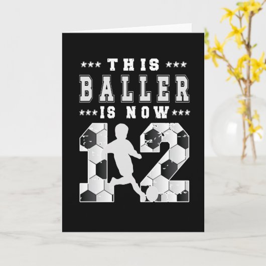 第12誕生日ギフトサッカー選手,12歳の少年 カード (黄色い花)