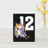 第12誕生日デビングUnicornアイスホッケー12年 カード (黄色い花)