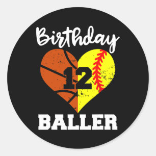 第12誕生日バレエおもしろい12歳ソフトボールBask ラウンドシール