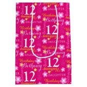 第12誕生日ピンクイエロー名前をカスタムする抱き枕 ミディアムペーパーバッグ (裏面)