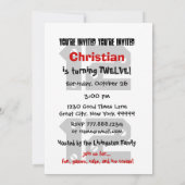 第12誕生日モダン·10代の白黒星W03AC 招待状 (裏面)