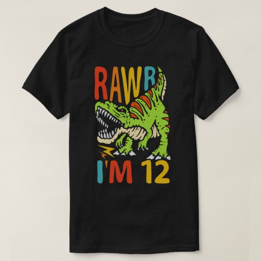 第12誕生日恐竜TレックスラーI'm 12 For Boys Tシャツ (デザイン正面)