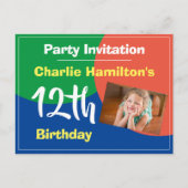 第12誕生日招待状と写真はがき ポストカード (正面)