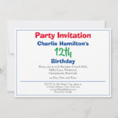 第12誕生日招待状（写真あり） (裏面)