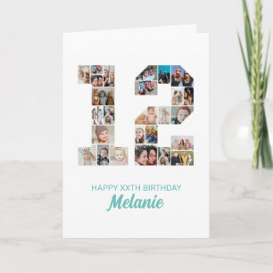 第12誕生日第12号写真コラージュパーソナライズされた カード
