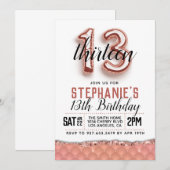 第13バラ金ゴールド誕生日招待状 招待状 (正面/裏面)