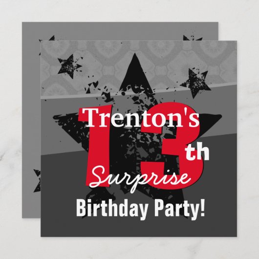 第13回サプライズ10代の誕生日炭グランジC13 招待状 (正面/裏面)