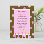 第13回バースデーパーティー招待ピンク水玉模様 招待状 (スタンド正面)