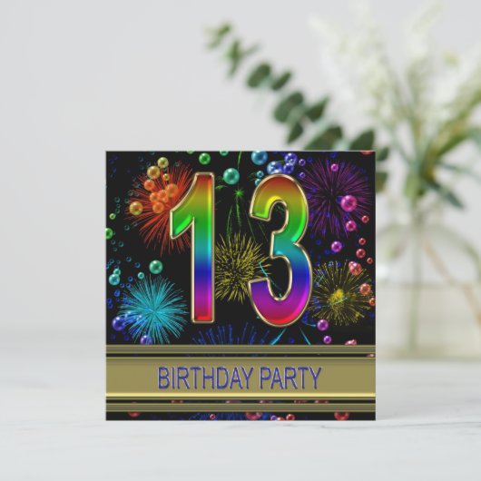 第13回バースデーパーティー招待(バブル付き) 招待状 (スタンド正面)