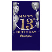 第13回バースデーパーティー海軍ブルー金ゴールドシルバー風船 スモールペーパーバッグ (裏面)