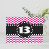 第13回バースデーパーティー熱ピンクシェブロンV01R 招待状 (スタンド正面)