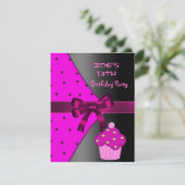 第13回ピンクのカップケーキスポット誕生日パーティー 招待状 (スタンド正面)