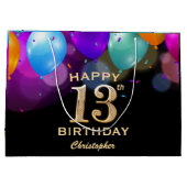 第13回誕生会黒と金ゴールド気球 ラージペーパーバッグ (裏面)