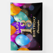 第13回誕生会黒と金ゴールド気球 横断幕 (縦)