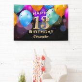 第13回誕生会黒と金ゴールド気球 横断幕 (インサイチュ)