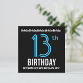 第13回誕生日パーティモダンブラック&カラー番号 招待状 (スタンド正面)