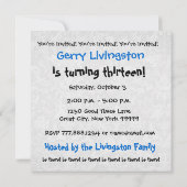 第13回誕生日パーティモダンブラック&カラー番号 招待状 (裏面)