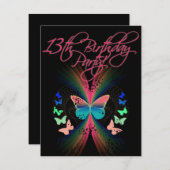 第13回誕生日パーティーへの招待 招待状 (正面/裏面)