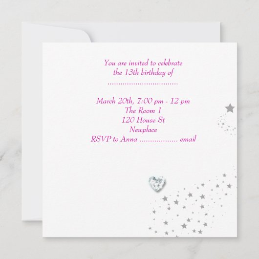 第13回誕生日パーティーガールズパープル 招待状 (裏面)