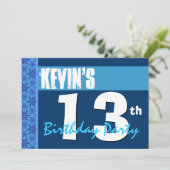 第13回誕生日パーティーブルーモダンリサイクル202 招待状 (スタンド正面)