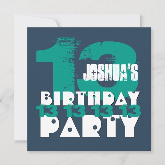 第13回誕生日パーティー13歳グランジZ13A 招待状 (正面)
