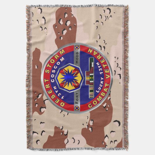 第13回部隊サポート部隊デザートストーム退役軍人 スローブランケット (正面縦)