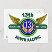 第13回陸軍空軍「南太平洋」第2次世界大戦 ポストカード (正面/裏面)