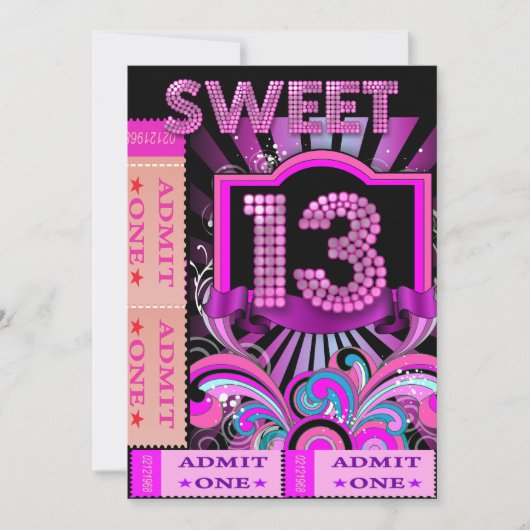 第13回Sweet 13誕生日パーティーチケット入場料 招待状 (正面)