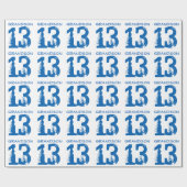 第13孫のための誕生日、白の青い文字 ラッピングペーパー (フラット)