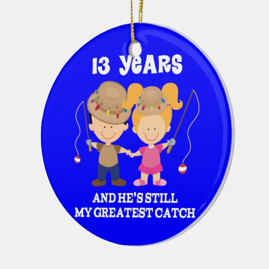 第13彼女のための結婚記念日のおもしろいなギフト セラミックオーナメント (左)
