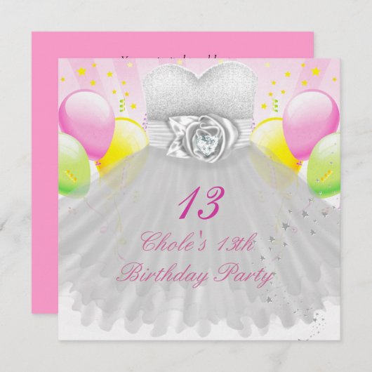 第13期誕生パーティーガールズ13 10代の 招待状 (正面/裏面)