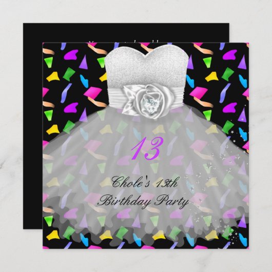 第13期誕生パーティーガールズ13 10代の 招待状 (正面/裏面)