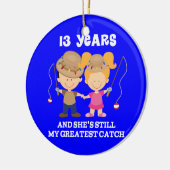 第13記念日のおもしろいな魚釣り セラミックオーナメント (左)