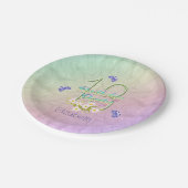 第13誕生会の蝶および野生の花 ペーパープレート (アングル)