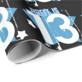 第13誕生日のグランジな数および星V06 ラッピングペーパー (ロールコーナー)