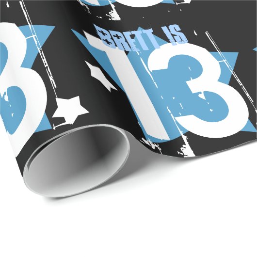 第13誕生日のグランジな数および星V06 ラッピングペーパー (ロールコーナー)