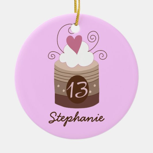 第13誕生日のパーソナライズなギフトのオーナメント セラミックオーナメント (正面)