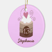 第13誕生日のパーソナライズなギフトのオーナメント セラミックオーナメント (左)