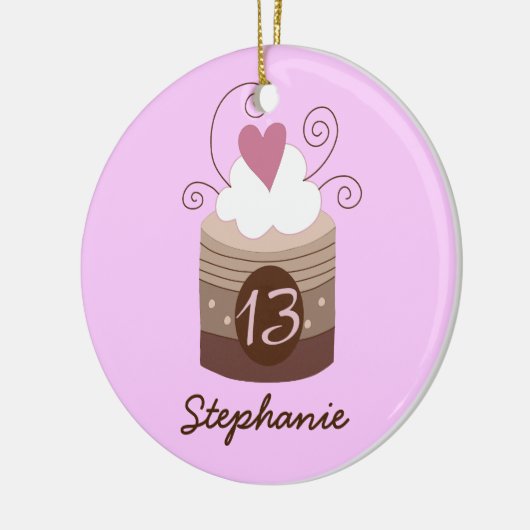 第13誕生日のパーソナライズなギフトのオーナメント セラミックオーナメント (左)