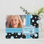 第13誕生日のパーティの招待状の暗藍色の点 招待状 (スタンド正面)