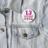 第13誕生日の女の子ボタンのバッジ 缶バッジ (インサイチュ)